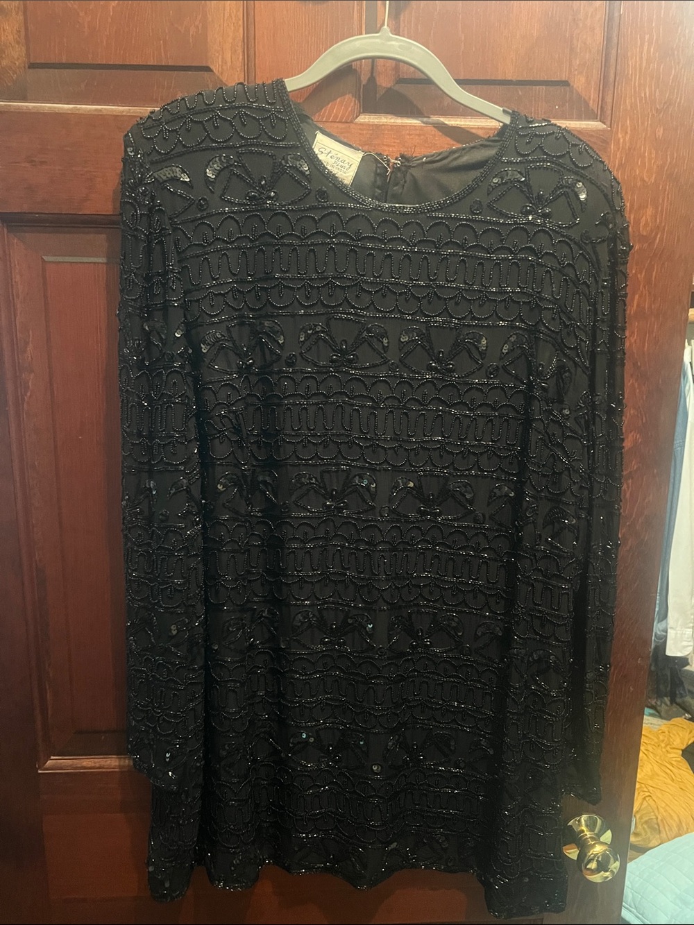Stenay Black Beaded Scoop Neck Evening Top